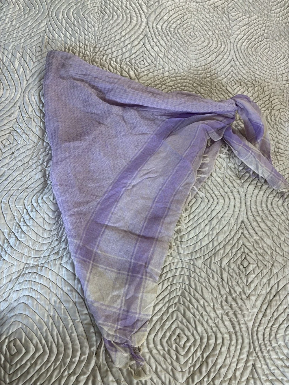 Rayon Lilac Lavender Lightweight Fringed Scarf/ Wrap 48” Square Made in India
